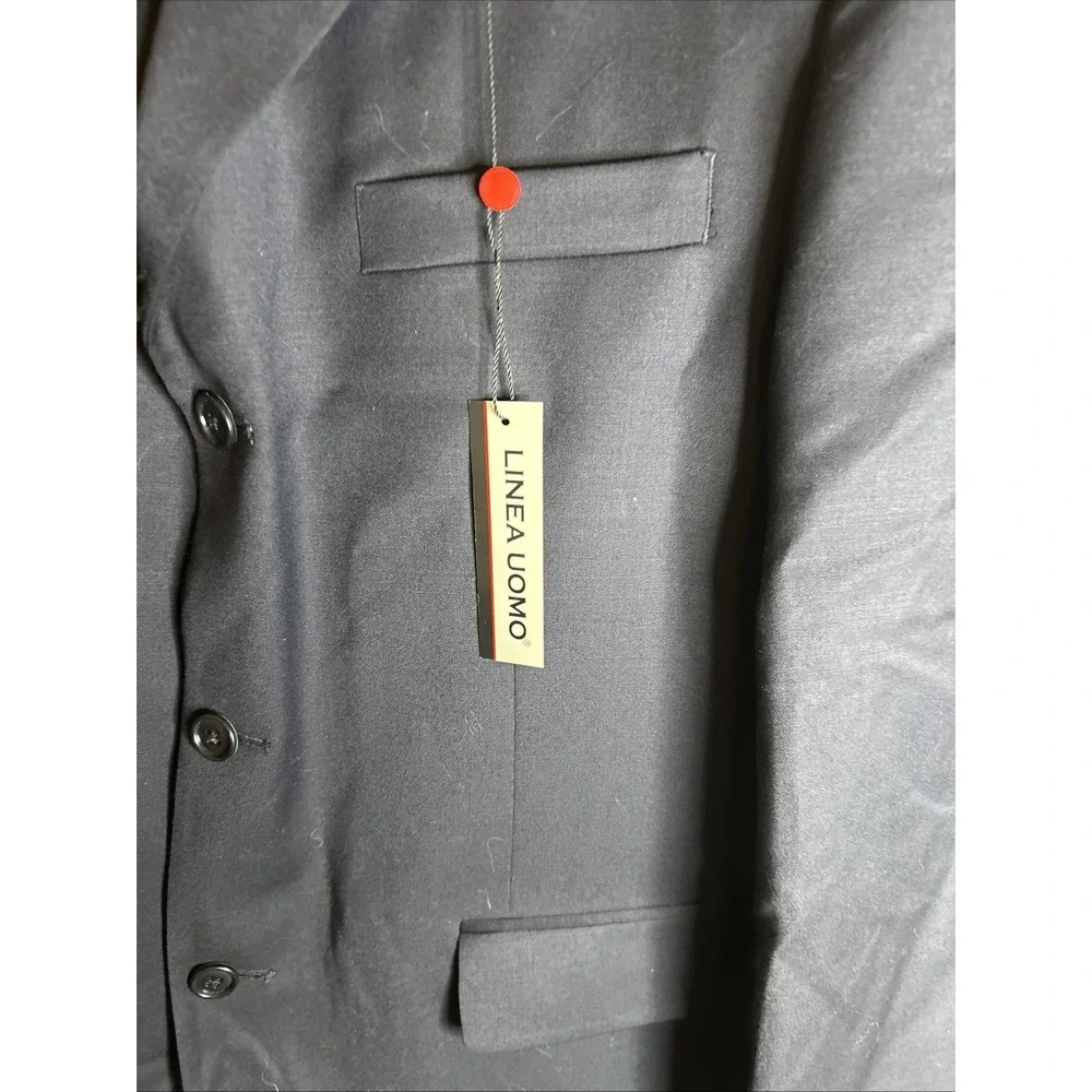 Linea Uomo Men's Navy Wool Suit 3‎ Button Jacket And Pants Size 44R NWT